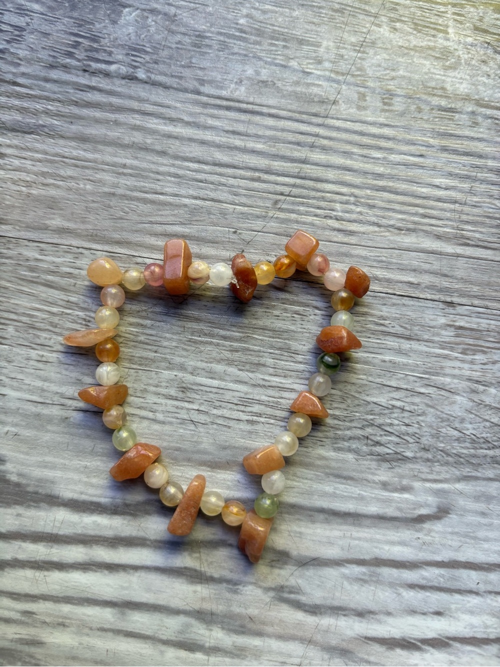 Handmade by me Multicoloured beaded bracelet with orange and green beads